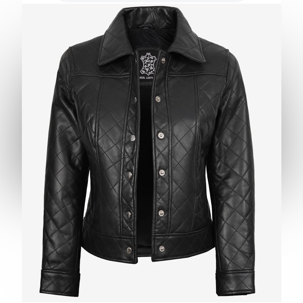 ANGEL JACKETS Sz S Black Quilted Leather Jacket